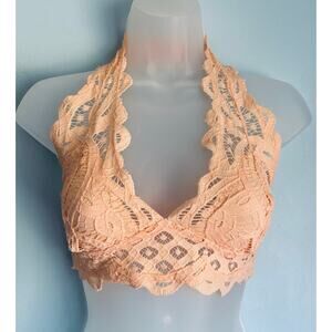 Free People Intimately Bralette Lined Lace Peach Small NWT